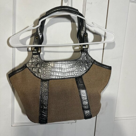 Brahmin Raffia Bag Crocodile Embossed Light Blue - Picture 7 of 12